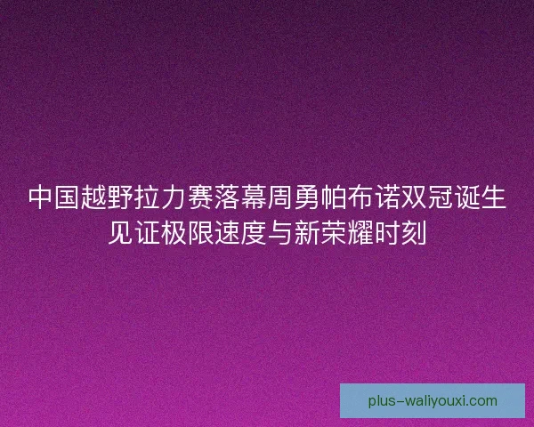 中国越野拉力赛落幕周勇帕布诺双冠诞生见证极限速度与新荣耀时刻 中国越野拉力赛落幕周勇帕布诺双冠诞生见证极限速度与新荣耀时刻