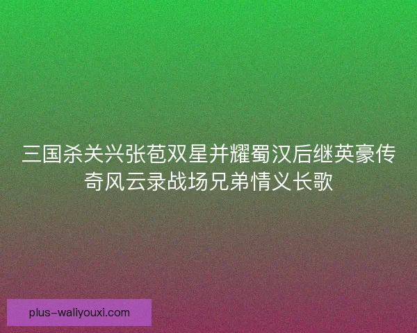 三国杀关兴张苞双星并耀蜀汉后继英豪传奇风云录战场兄弟情义长歌 三国杀关兴张苞双星并耀蜀汉后继英豪传奇风云录战场兄弟情义长歌