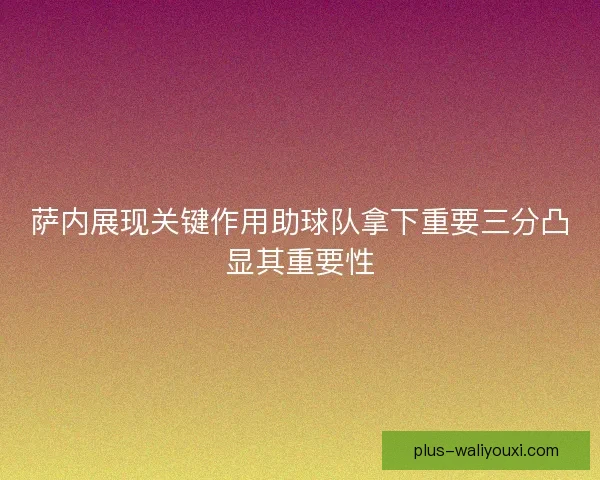 萨内展现关键作用助球队拿下重要三分凸显其重要性